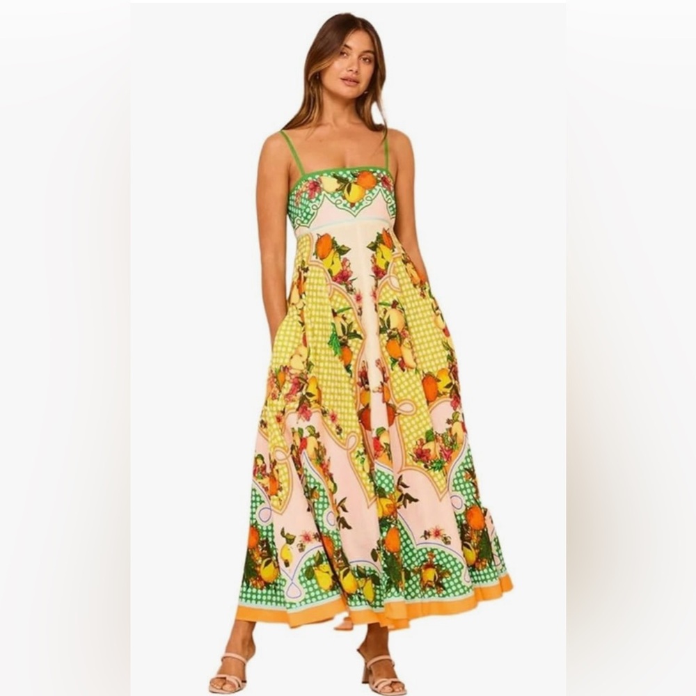 Vibrant Citrus Maxi Dress